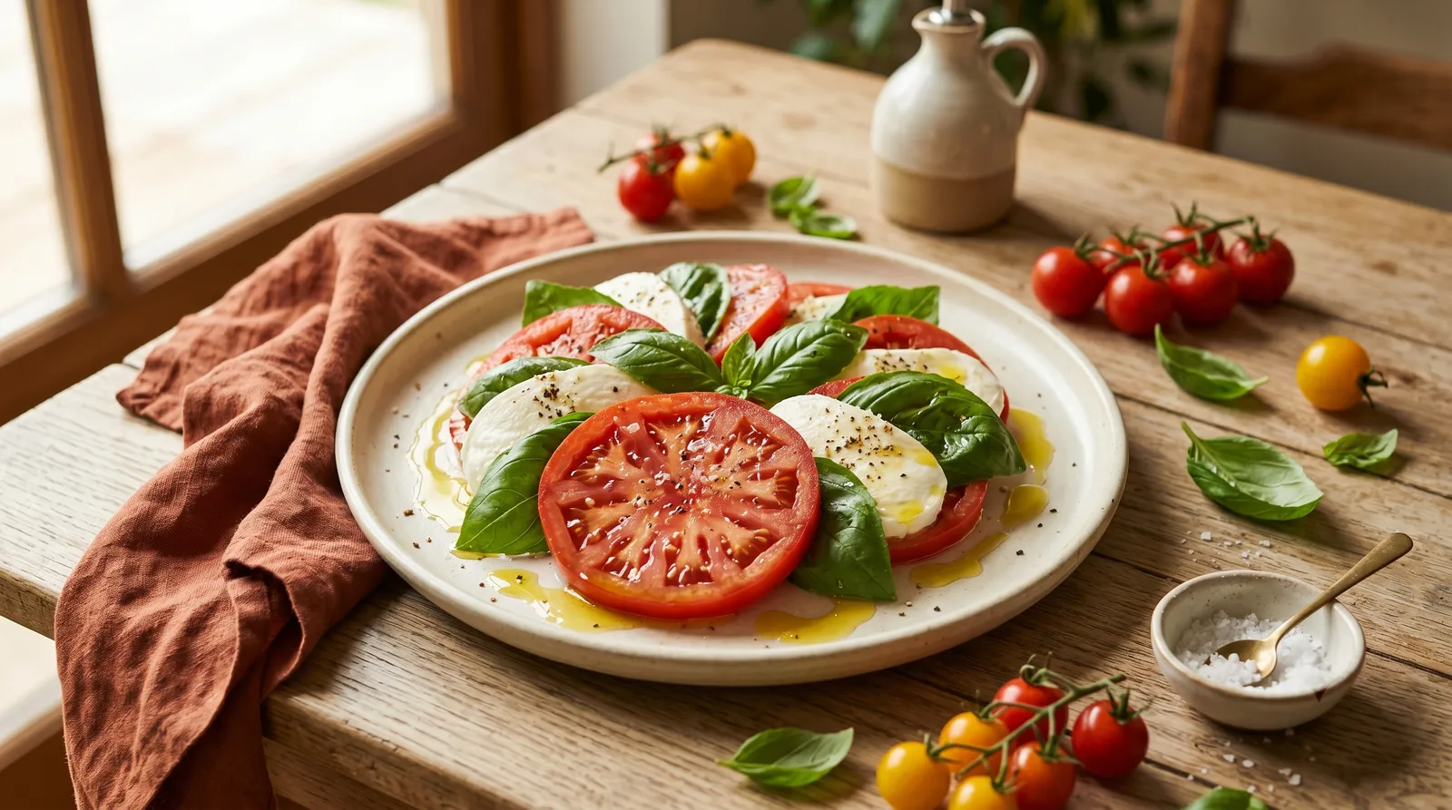Caprese Deluxe mit Tomaten, Mozzarella und Basilikum