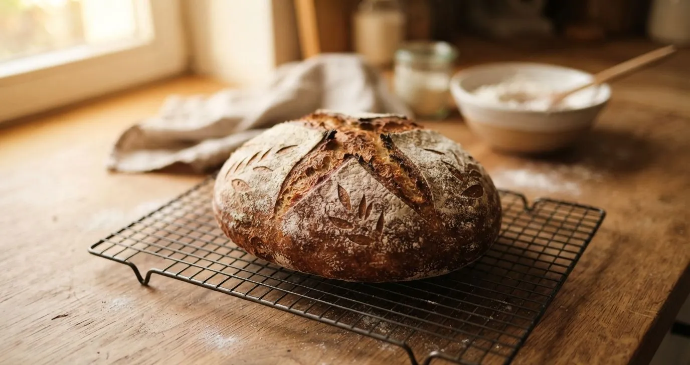 Frisch gebackenes Dinkelbrot mit knuspriger Kruste