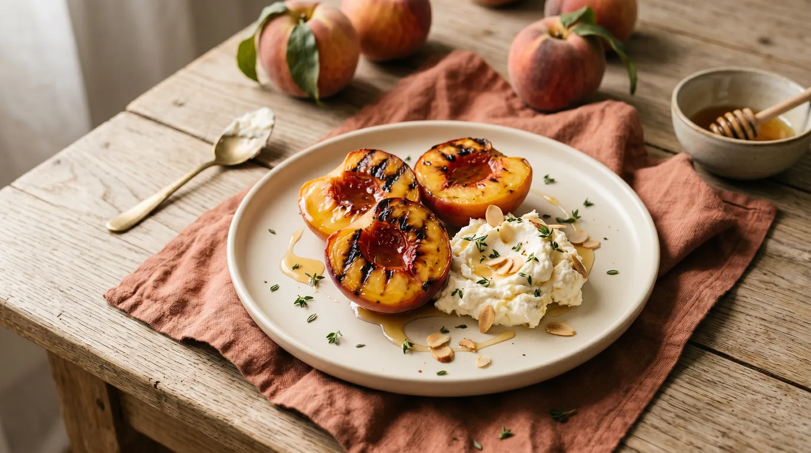 Gegrillte Pfirsiche mit Honig