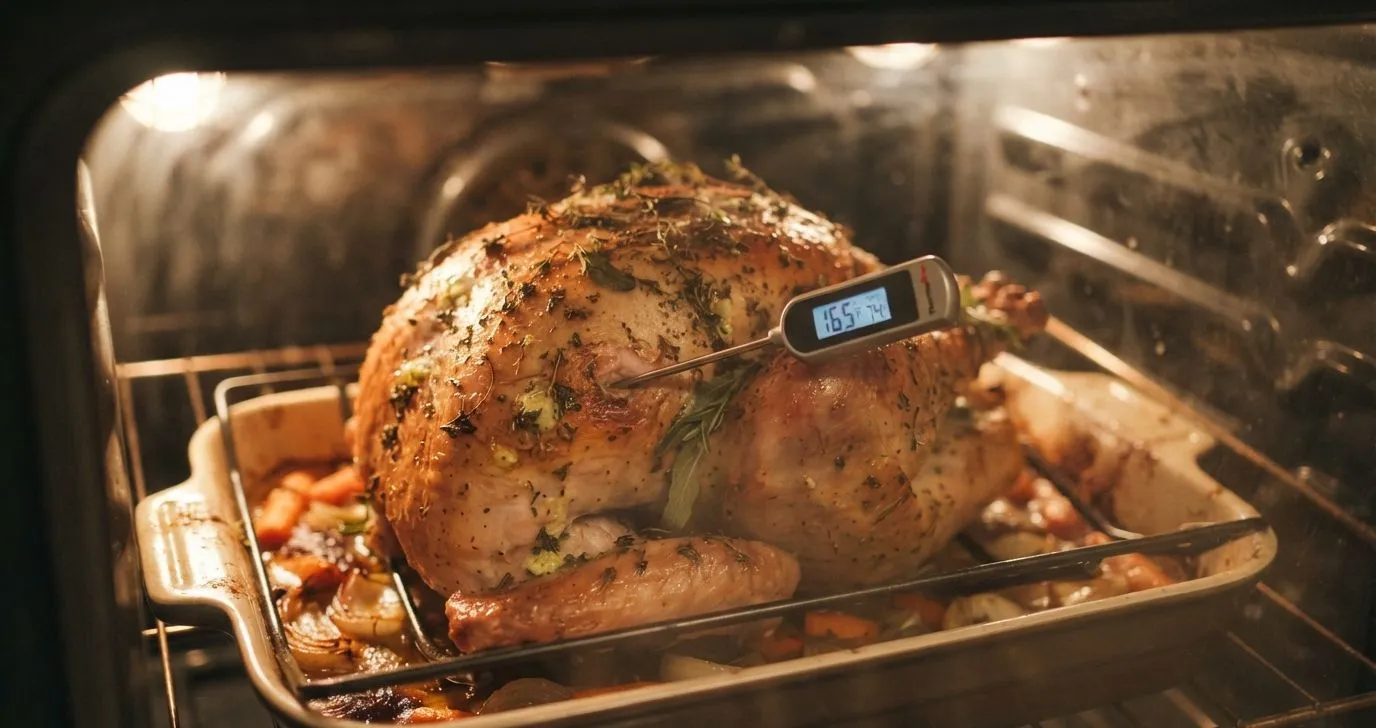 Ganze Pute im Ofen mit Bratenthermometer