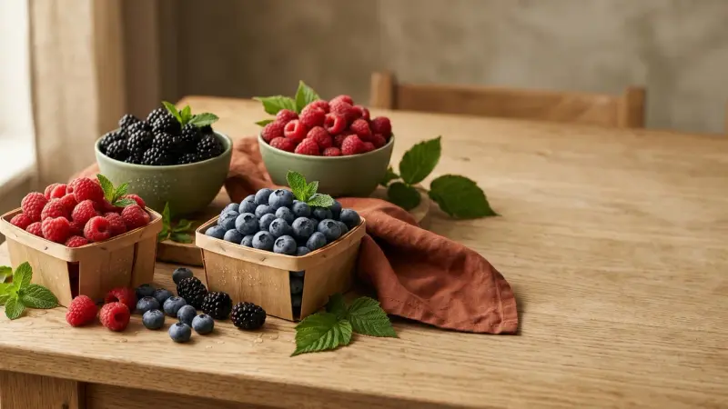 Himbeere, Heidelbeere, Brombeere im Vergleich