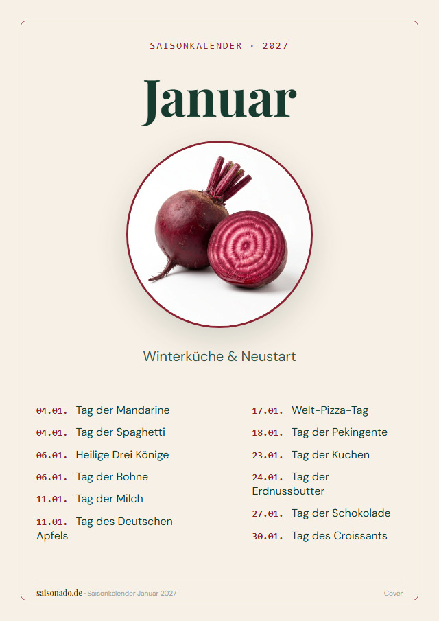 Saisonkalender Januar 2027 — Cover