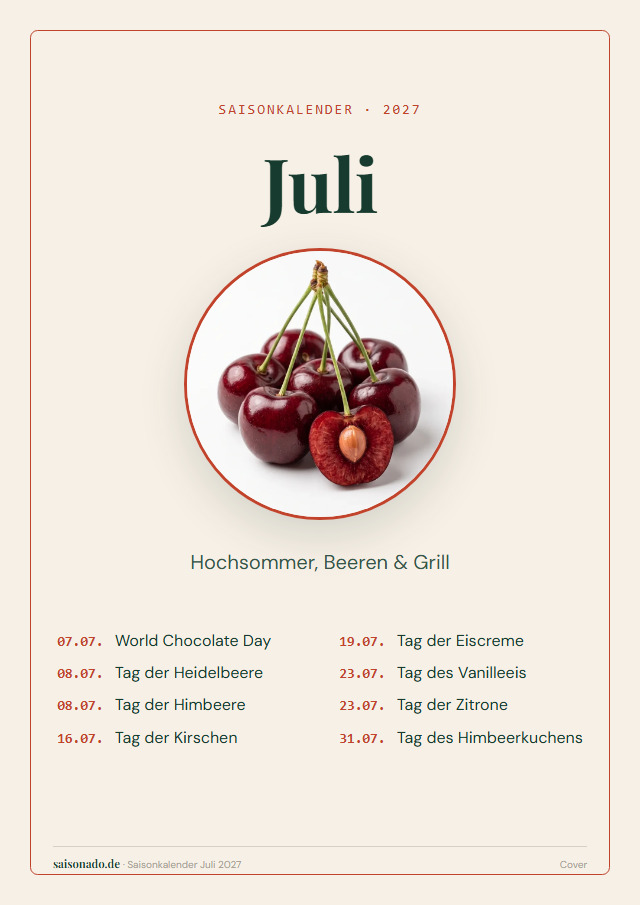 Saisonkalender Juli 2027 — Cover