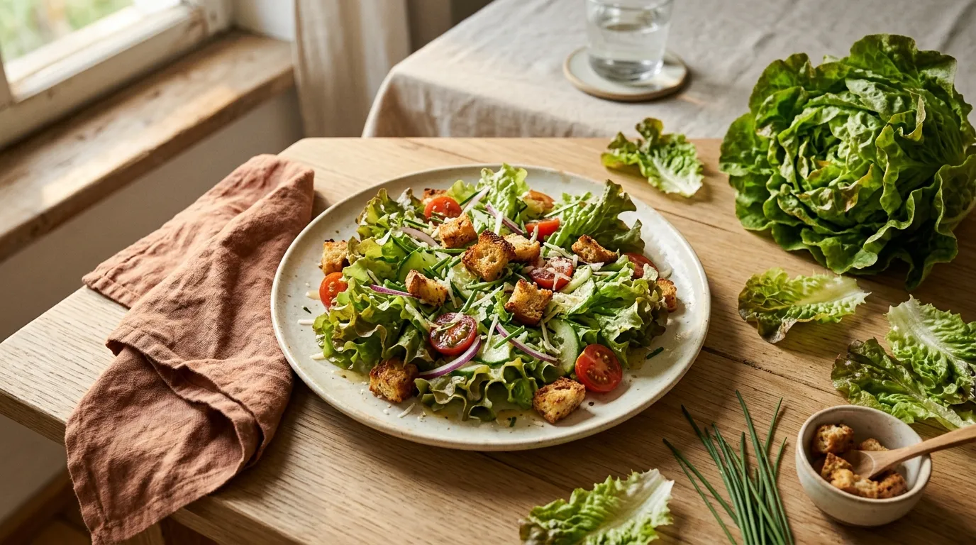 Batavia-Salat mit Croutons