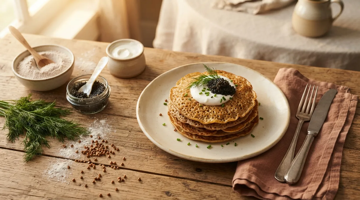 Blini (russische Buchweizen-Pfannkuchen)