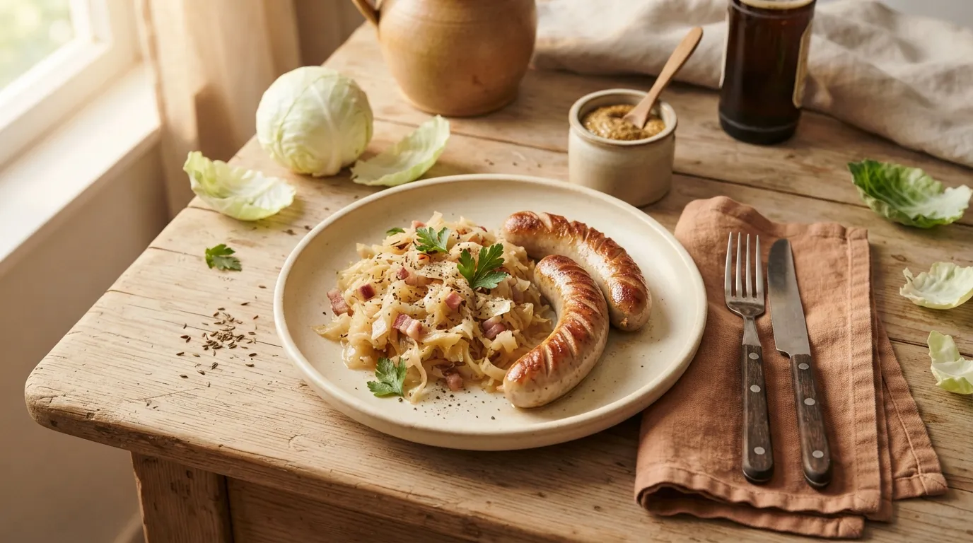 Bratwurst mit bayerischem Krautsalat