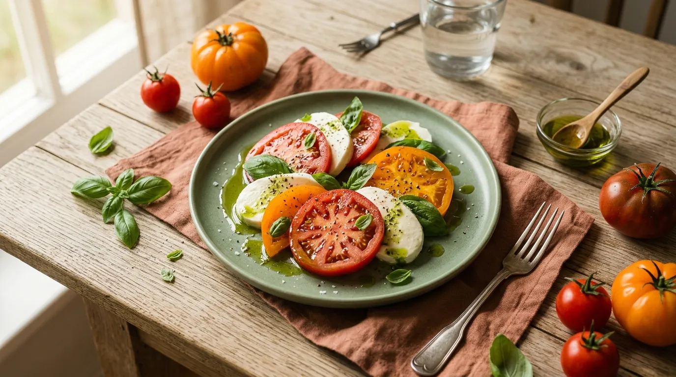 Caprese mit Basilikum-Öl