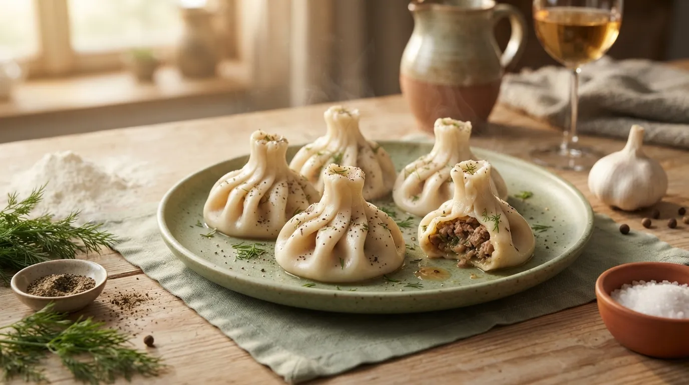 Chinkali – georgische Teigtaschen mit Brühe