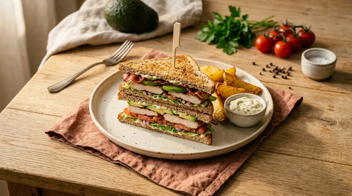 Club Sandwich mit Hähnchen und Avocado