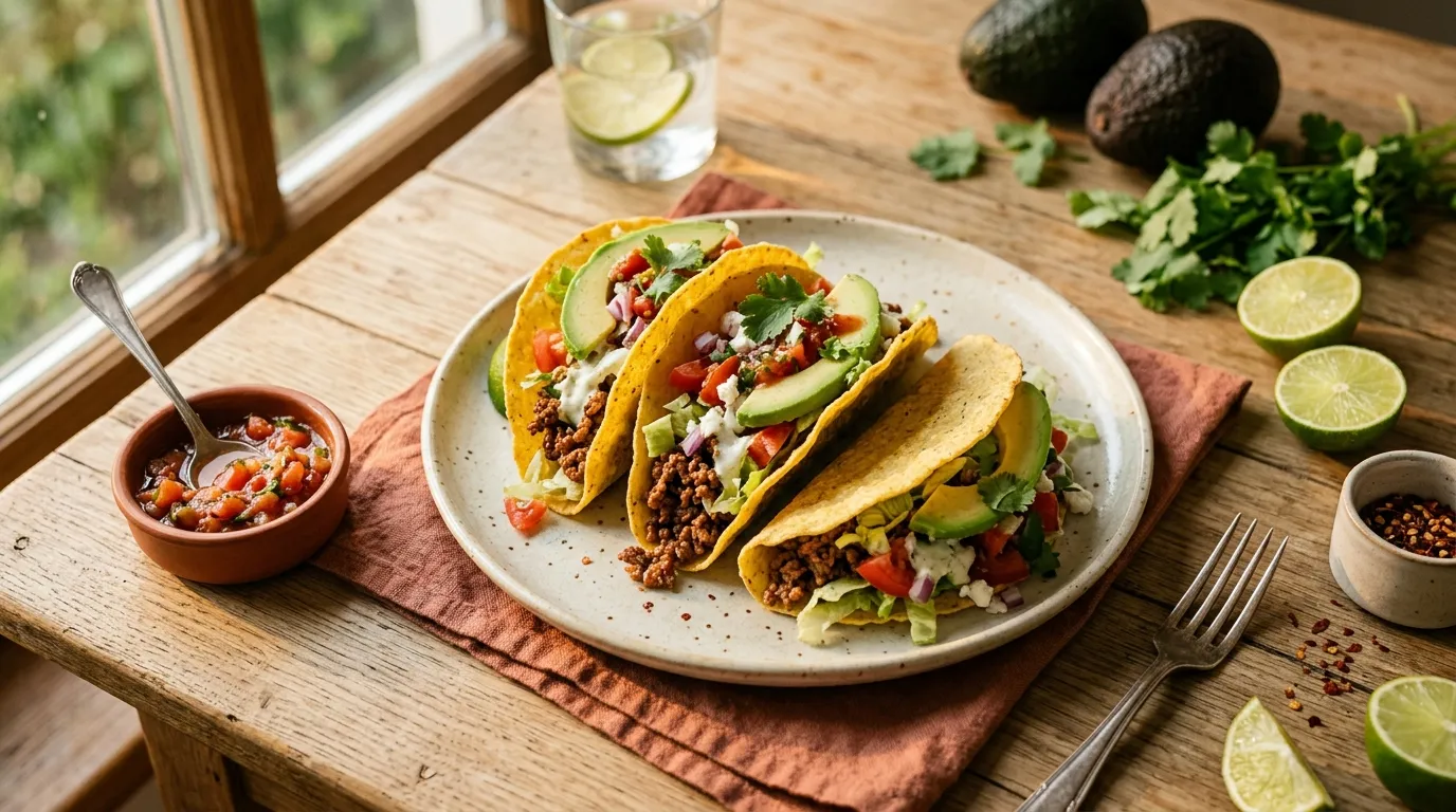 Crunchy Tacos mit Rinderhack und Avocado
