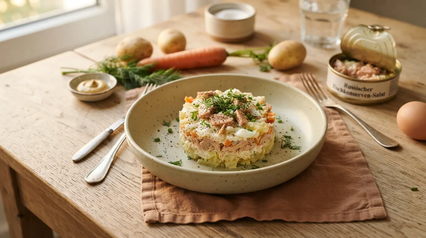 Druschba-Salat (russischer Fischkonserven-Salat)