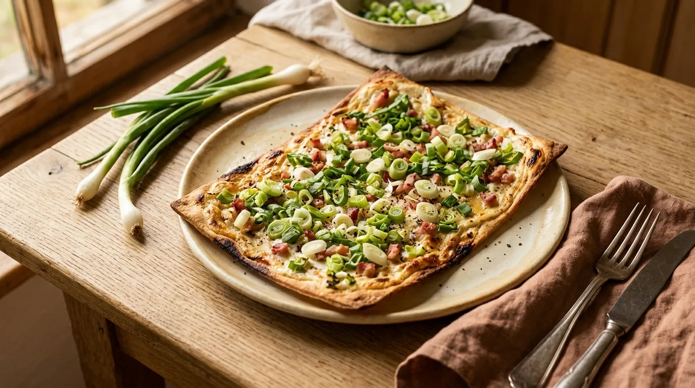 Frühlingszwiebel-Flammkuchen