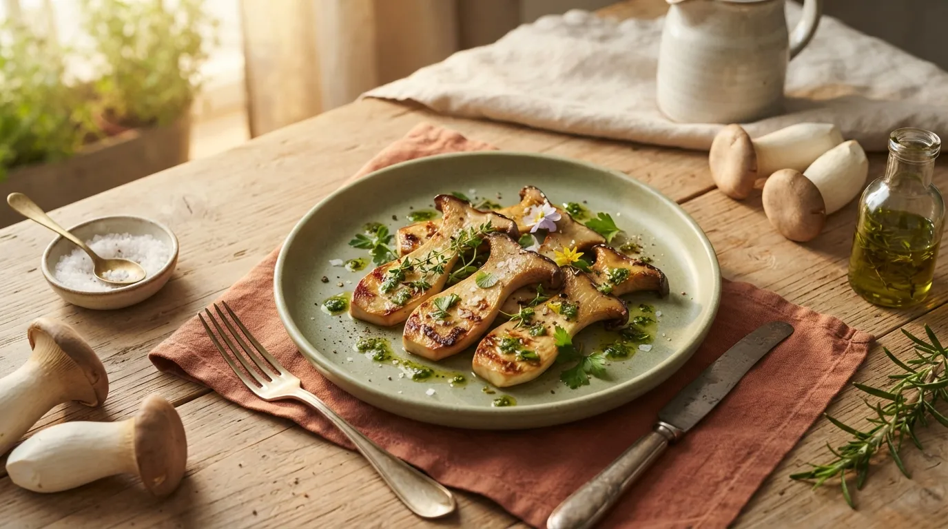 Gegrillte Kräuterseitlinge mit Kräuteröl