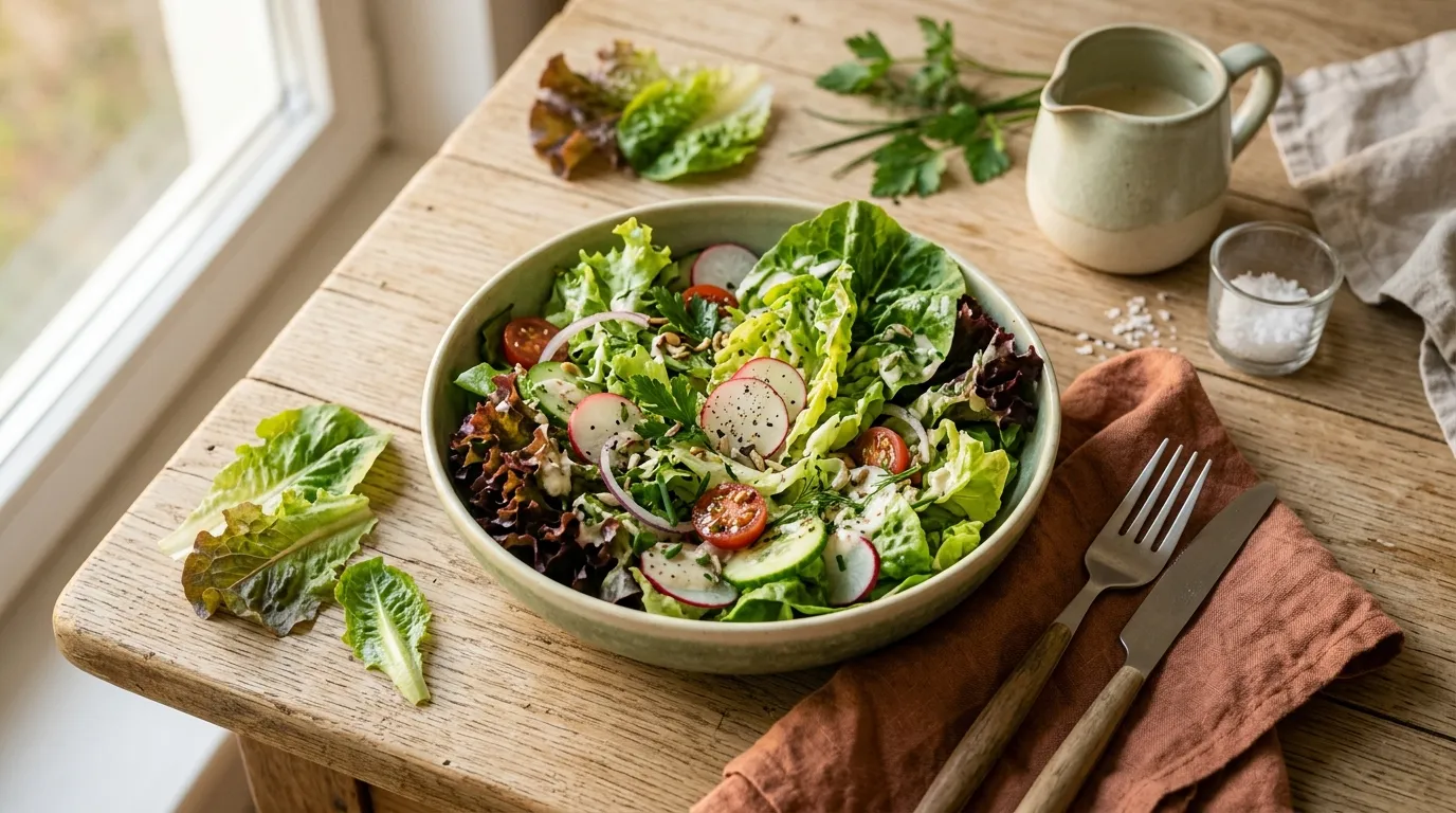 Gemischter Blattsalat mit Hausdressing