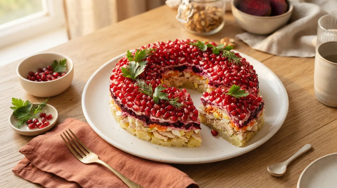 Granatarmband – russischer Schichtsalat mit Granatapfel