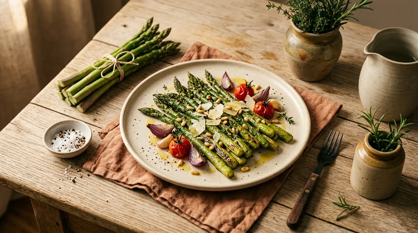 Grüner Spargel aus dem Ofen