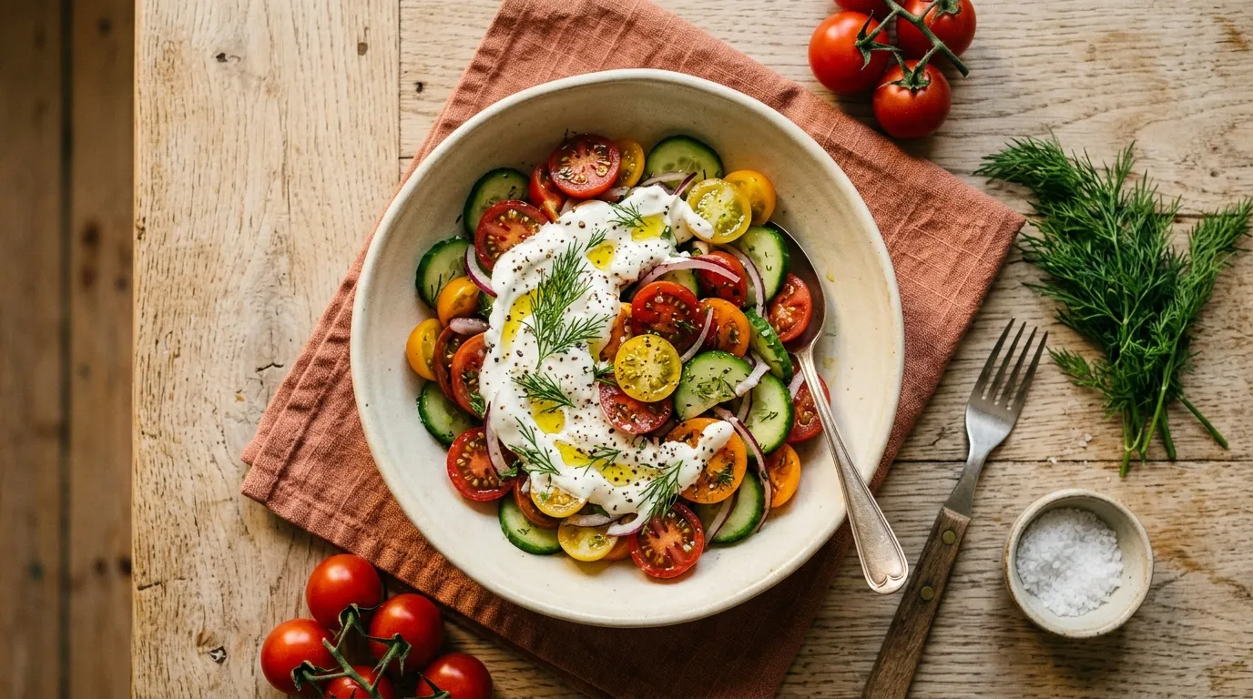 Gurken-Tomaten-Salat mit Smetana & Dill