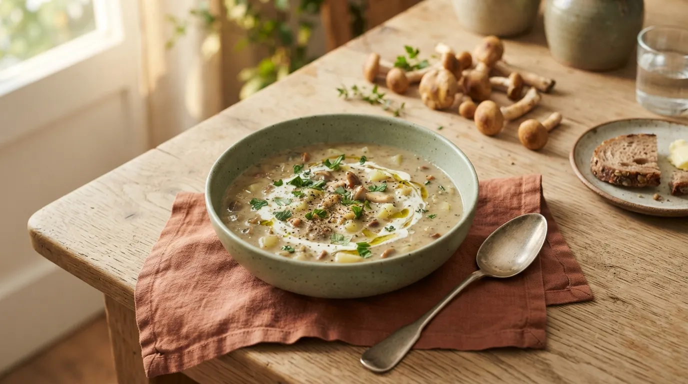 Hallimasch-Cremesuppe mit Kartoffeln