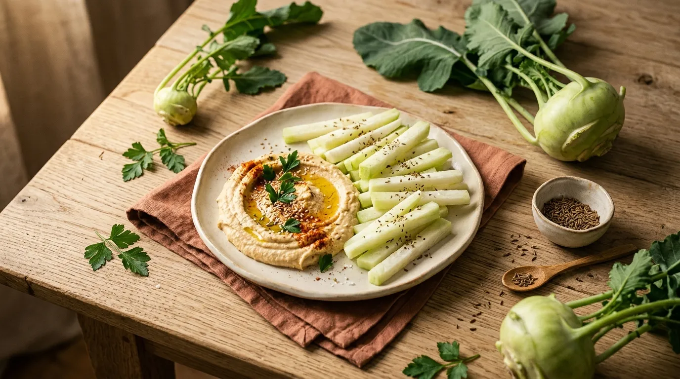 Kohlrabi-Sticks mit Hummus