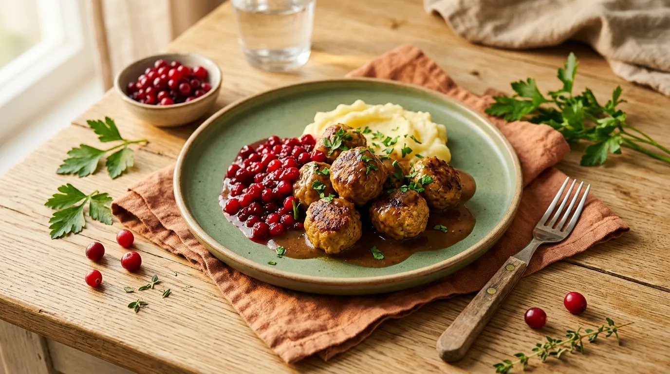 Köttbullar mit Preiselbeeren