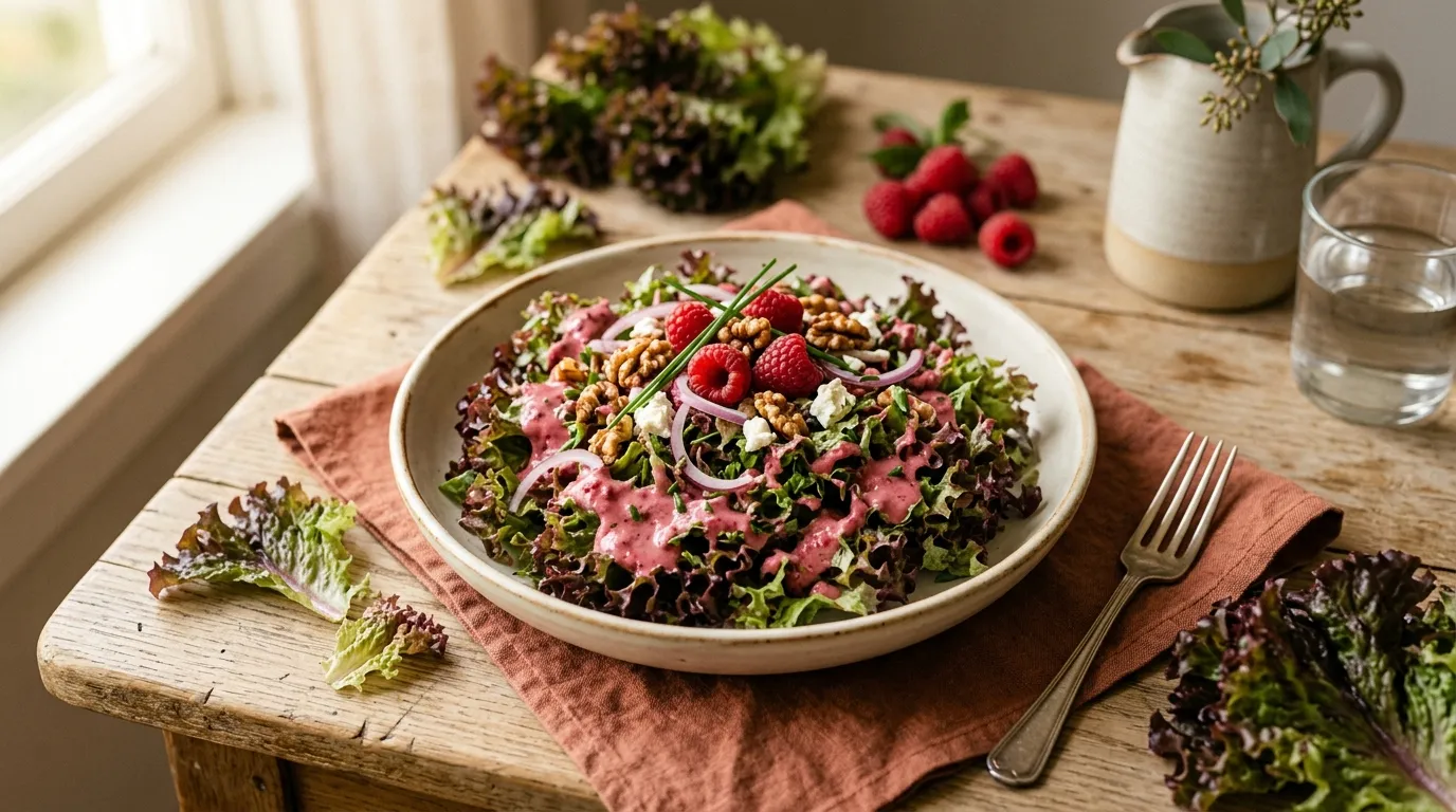 Lollo-Rosso-Salat mit Himbeerdressing
