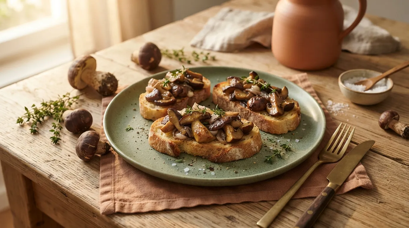 Maronenröhrling-Bruschetta mit Thymian