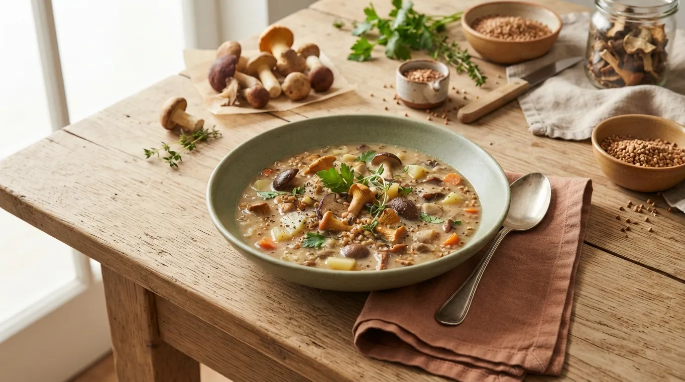 Pilzsuppe mit Buchweizen
