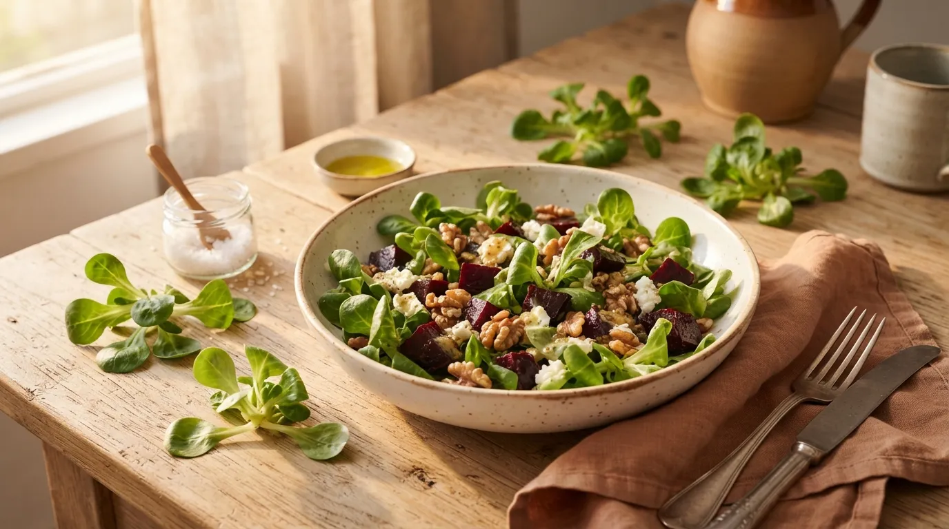 Postelein-Salat mit Roter Bete und Walnüssen