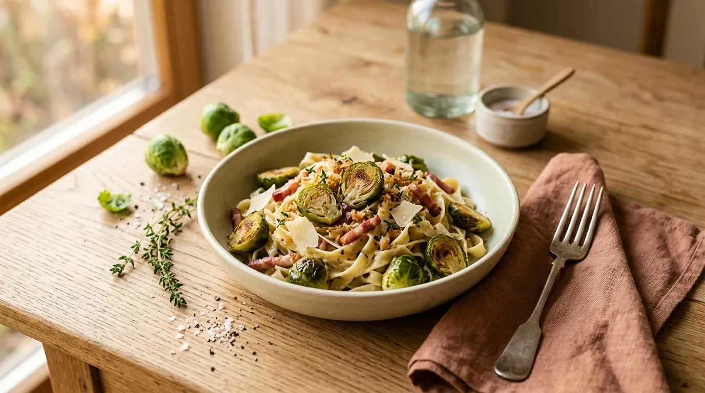 Rosenkohl-Bacon-Pasta