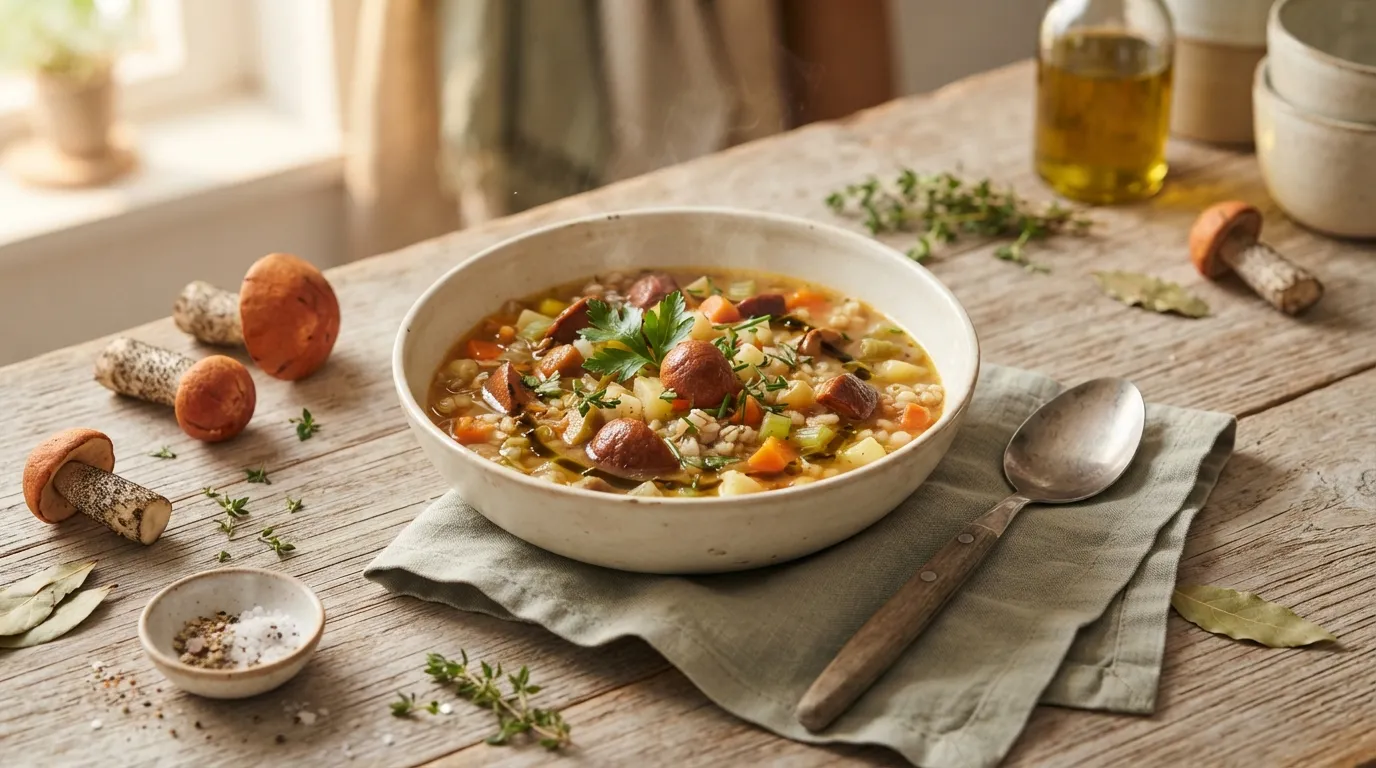 Rotkappen-Graupensuppe