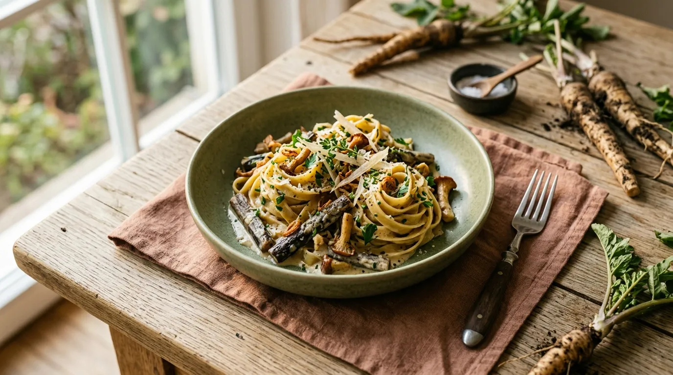 Schwarzwurzel-Tagliatelle