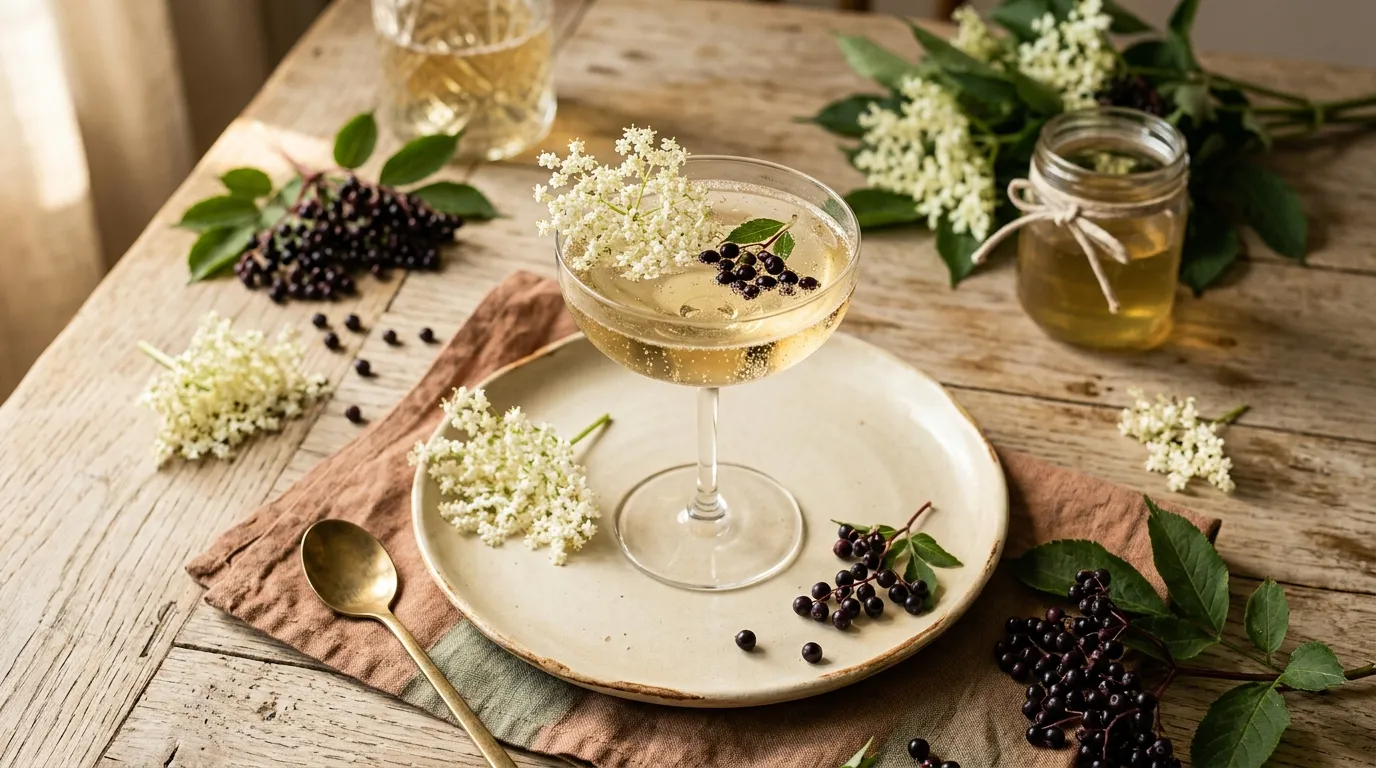 Sektcocktail mit Holunderblütensirup
