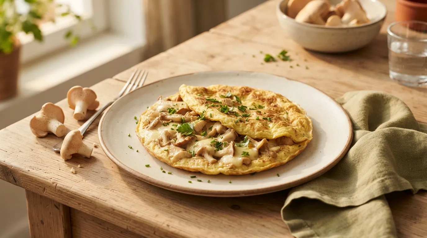 Semmelstoppelpilz-Omelett mit Bergkäse