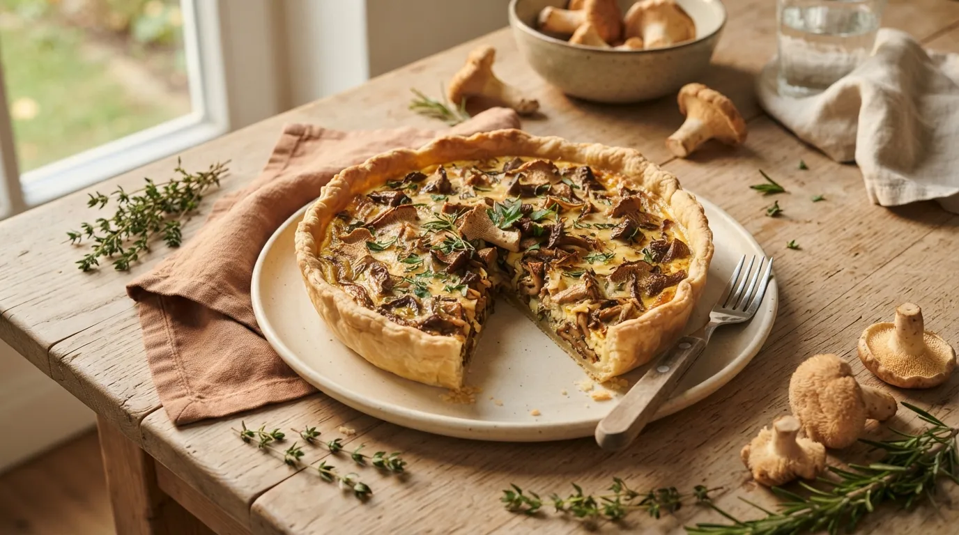 Waldpilz-Quiche mit Semmelstoppelpilzen