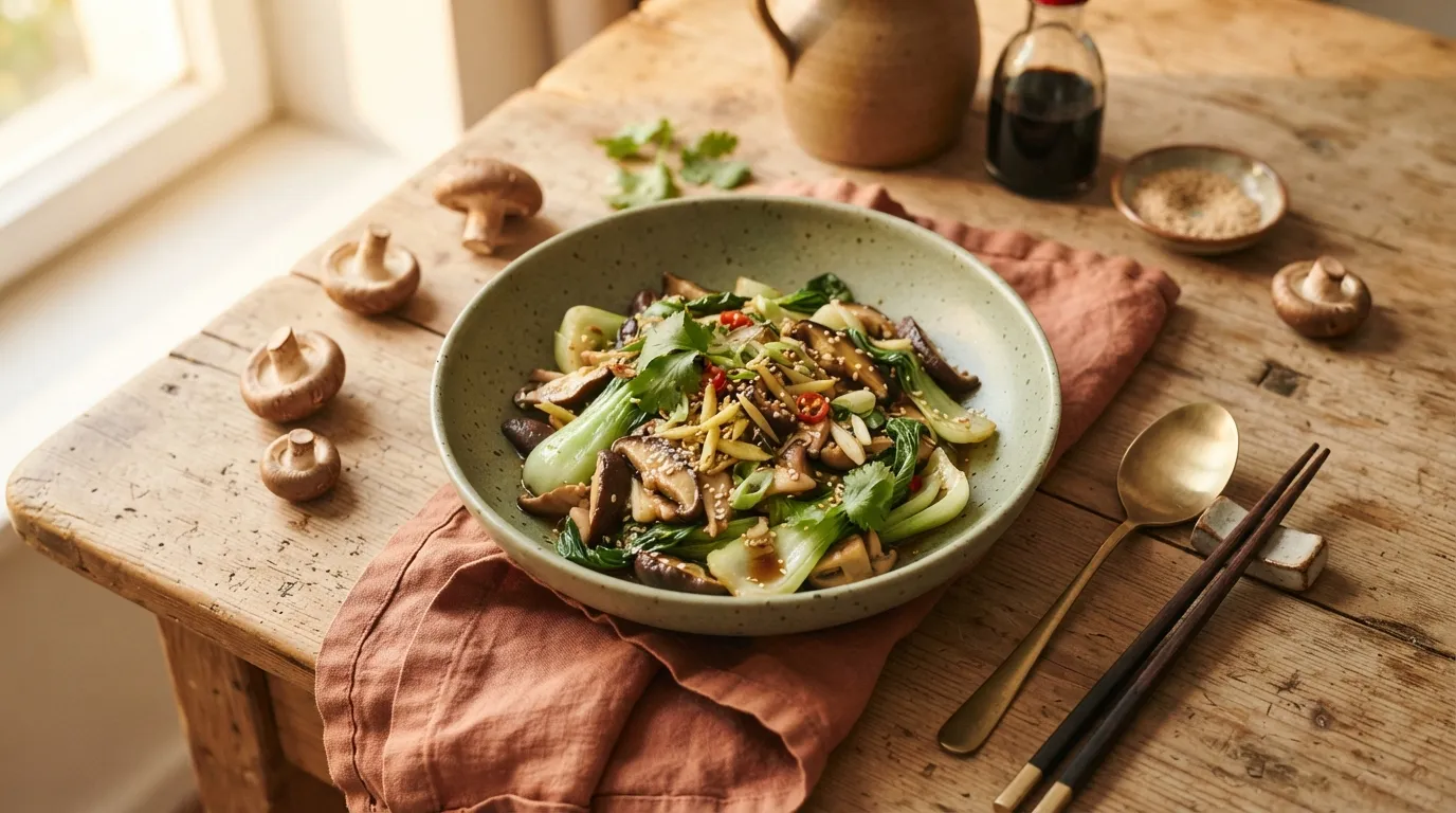Shiitake-Pak-Choi-Pfanne mit Ingwer