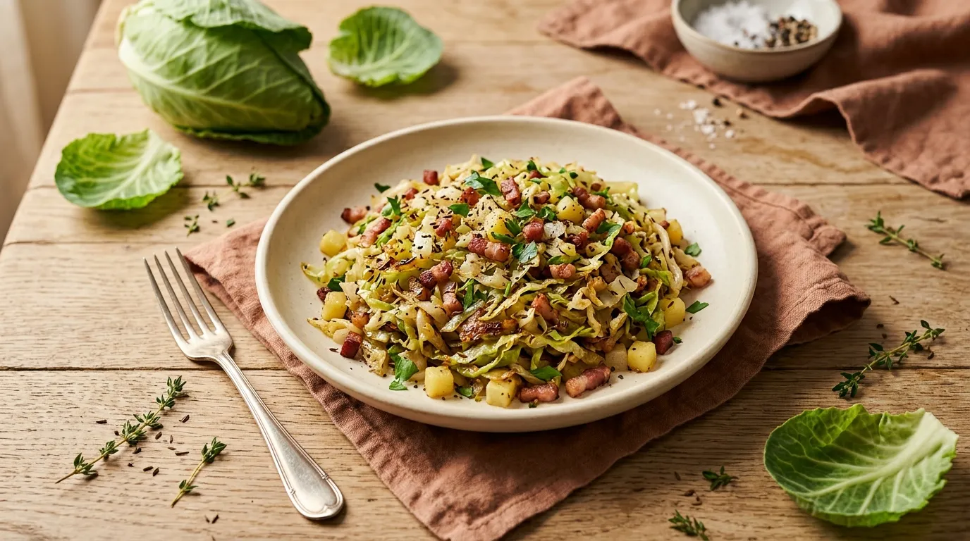 Spitzkohl-Pfanne mit Speck