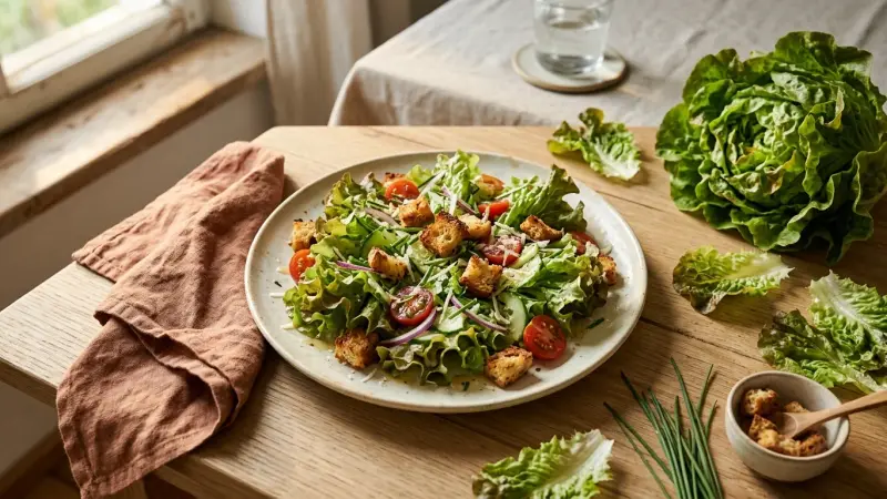 Batavia-Salat mit Croutons