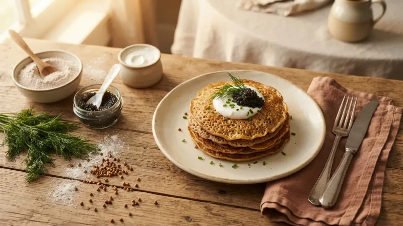 Blini (russische Buchweizen-Pfannkuchen)
