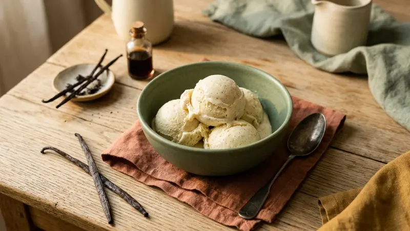 Bourbon-Vanilleeis ohne Eismaschine