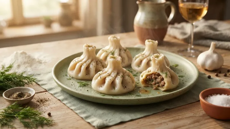 Chinkali – georgische Teigtaschen mit Brühe