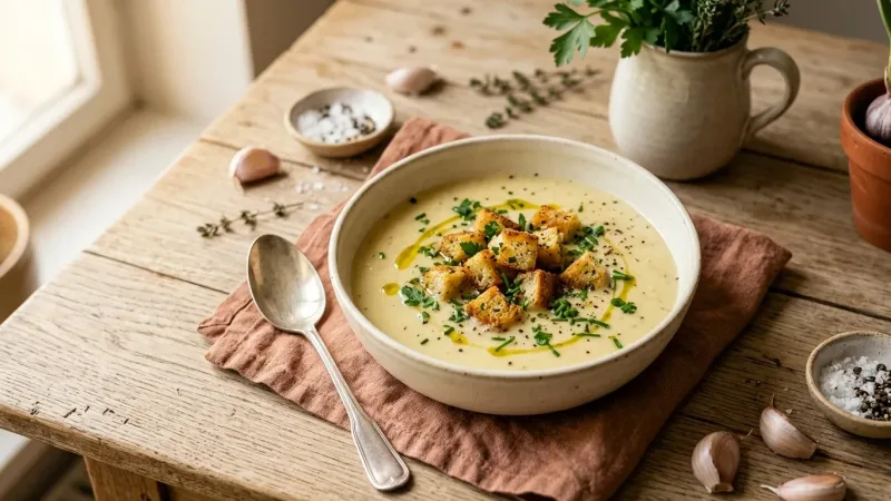 Ciorbă Rădăuțeană: Knoblauch-Hühnersuppe