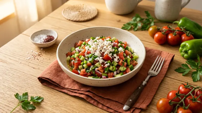 Çoban Salatası — Der knackige türkische Hirtensalat mit Sumak-Dressing & glatter Petersilie