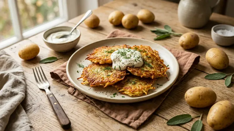 Draniki — Knusprige russische Kartoffelpuffer mit Smetana