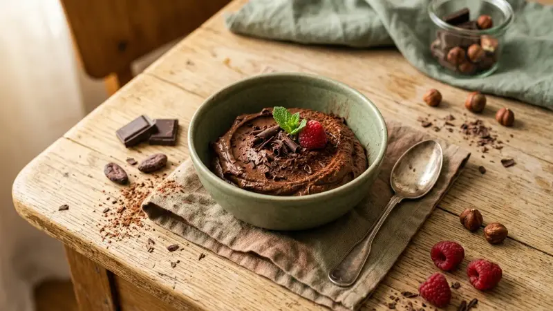 Dunkle Schokoladenmousse ohne Ei