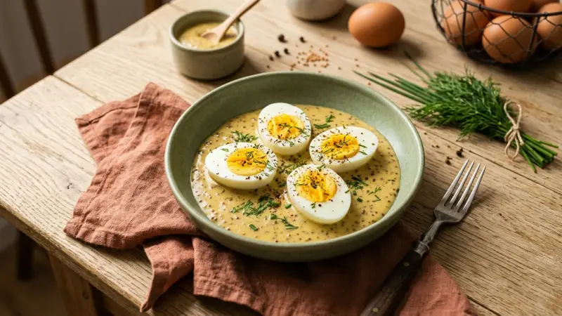 Eier in Senfsauce