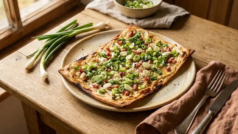 Frühlingszwiebel-Flammkuchen