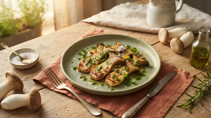 Gegrillte Kräuterseitlinge mit Kräuteröl