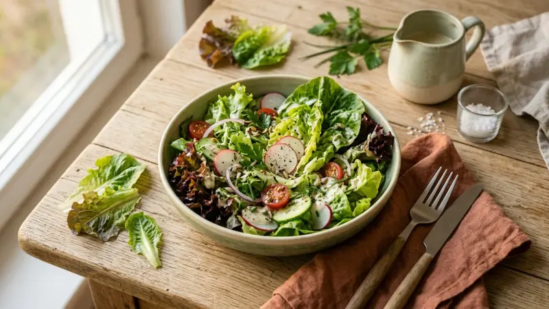 Gemischter Blattsalat mit Hausdressing
