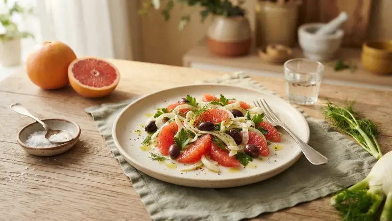 Grapefruit-Fenchel-Salat mit Oliven