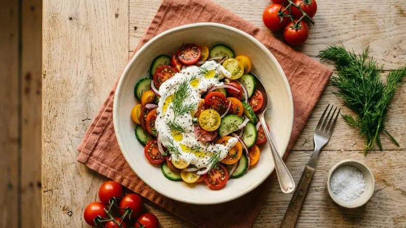 Gurken-Tomaten-Salat mit Smetana & Dill